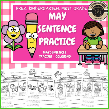 Preview of May Sentences Writing Activities No Prep PreK Kindergarten First TK UTK