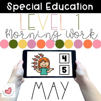 Preview of May Special Education Digital Morning Work-Level 1-Boom Cards™