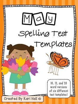 Preview of May Spelling Test Templates