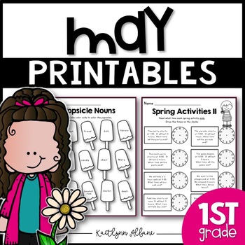 Preview of May Printables - Math and Literacy Packet for First Grade
