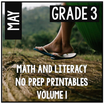 Preview of May Spring Summer Third Grade Math and Literacy NO PREP