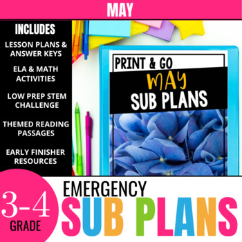 Preview of May Sub Plans for 3rd & 4th Grade: Ready-to-use lesson plans & activities