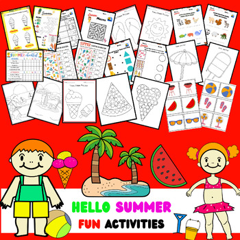 Preview of May Summer Fun Worksheets, Activities Games for Kindergarten & PreK BUNDLE
