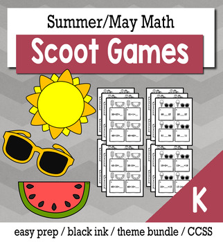 Preview of May Summer Kindergarten {Scoot Game/Task Cards} Math Bundle