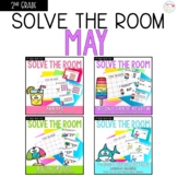 May Task Card Bundle 4 Second Grade Solve the Room Math Centers