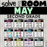 May Task Cards Math 2nd Grade - Spring 3 and 4 Digit Addit