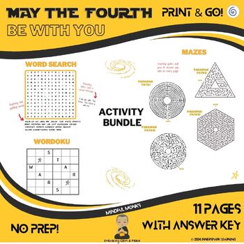Preview of May The Fourth Be With You Printable Activity Word Search, Wordoku and Mazes