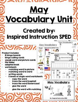 Preview of May Vocabulary Unit for Early Elementary or Students with Special Needs