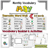 May Vocabulary Word Wall, Booklet, Writing Activities and BINGO