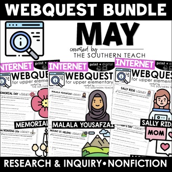 Preview of May WebQuest - Internet Scavenger Hunt Activity Bundle