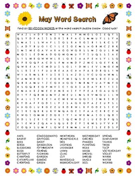 Preview of May Word Search (50 Words)