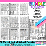 May Word Search Puzzles w/ Coloring End of School Bundle S