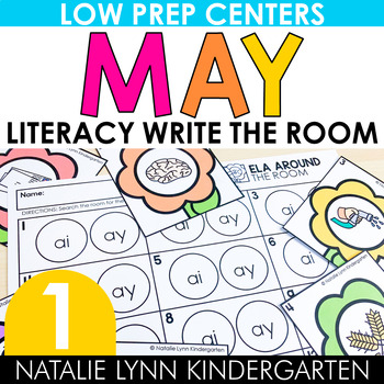 Preview of May Write the Room First Grade Literacy Centers Spring 1st Grade Phonics