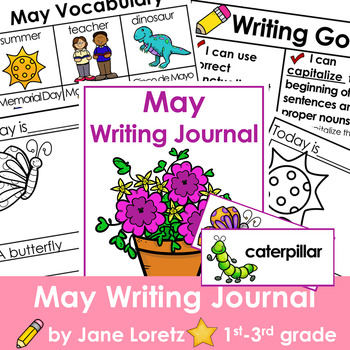 Preview of May writing prompts, Daily writing journal, 1st grade, 2nd grade, 3rd grade