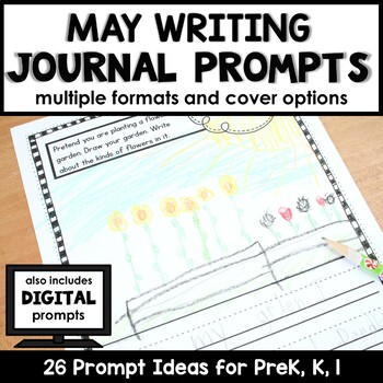 Preview of May Writing Journal Prompts for Preschool and Kindergarten