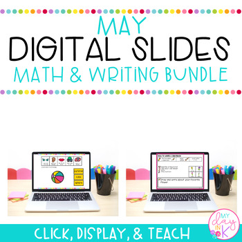 Preview of May Writing & Math Digital Resource Bundle | Kindergarten Activities