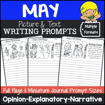 Preview of May Writing Picture Prompts | May Journal Prompts with Pictures
