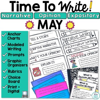 Preview of May Writing Prompts End of the Year Activities Journal Topics Choice Board 