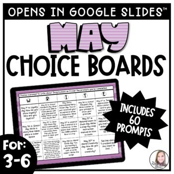 Preview of May Writing Prompts | Digital Writing Choice Boards