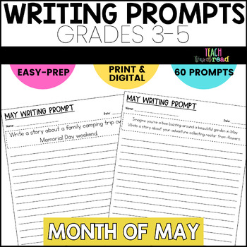 Preview of May Writing Prompts for Grades 3-5 - Narrative, Informative, and Opinion Writing