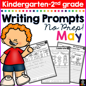 Preview of May Writing Prompts for Kindergarten to Second Grade