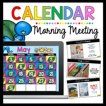 Preview of May calendar and morning meeting for kindergarten - Digital Math Google Slides