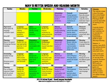 Preview of May is Better Speech and Hearing Month - Calendar of School SLP Responsibilities