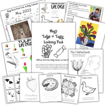 Preview of May's Tulips & Taffy Learning Pack with Read, Paint, Cook Activity Calendar