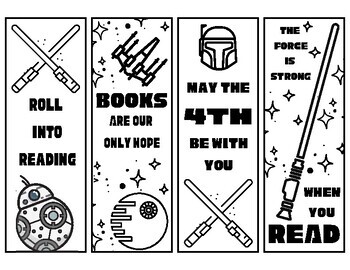 May the 4th Bookmarks | Library, Color by Library Squad | TPT