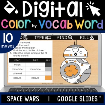 Preview of May the 4th Space Color by Sight Word Editable Typing Practice on Google Slides