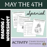 May the 4th / Star Wars Day Reading and Activity in Spanis