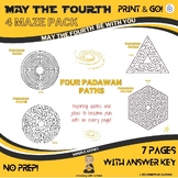 May the Fourth 2024 Four Maze Pack Printable Activity Worksheet
