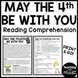 May the Fourth Be With You Reading Comprehension Worksheet