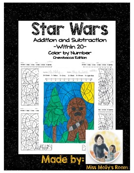 Preview of May the Fourth, Star Friends Color-by-Number: Addition & Subtraction  Chewy