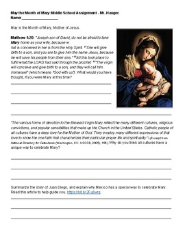 Preview of May the Month of Mary Apparitions Juan Diego Catholic School Distance Learning