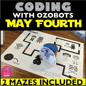 Preview of May the fourth Activities Ozobot Maze Coding Space Robot Low Prep May Challenge