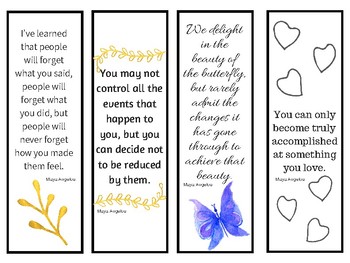 Preview of Maya Angelo Quote Bookmarks or borders