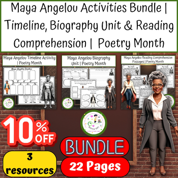 Preview of Maya Angelou Activities Bundle |Timeline, Biography Unit & Reading Comprehension