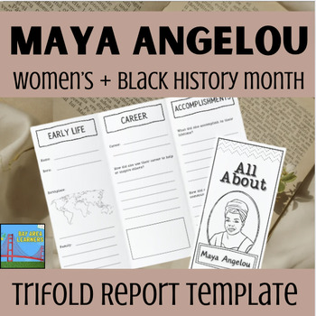 Preview of Maya Angelou Biographical Research Project Template- Black History Month Trifold
