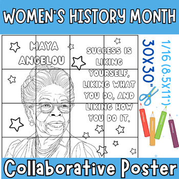 Preview of Maya Angelou Collaborative Coloring Poster Activities, National Poetry Month