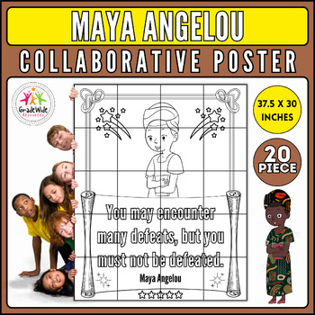 Preview of Maya Angelou Collaborative Coloring Poster: National Poetry Month Craft