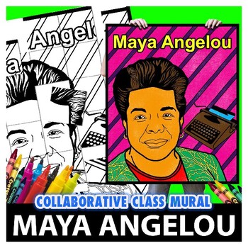 Preview of Maya Angelou Women's History Month Collaborative Group Mural Project Lesson