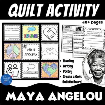 Preview of Maya Angelou Create a Collaboration Quilt |  Black History Month Biography Poem