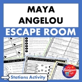 Maya Angelou Escape Room Stations Reading Comprehension Activity