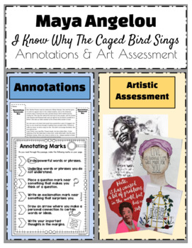 Preview of Maya Angelou "I Know Why The Caged Bird Sings" Annotations & Art Assessment