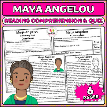 Preview of Maya Angelou Nonfiction Reading & Activities | National Poetry Month