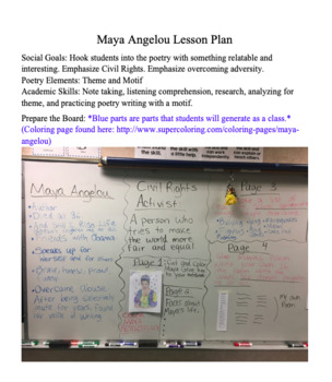 Preview of Maya Angelou Lesson Plan for Interactive Journal