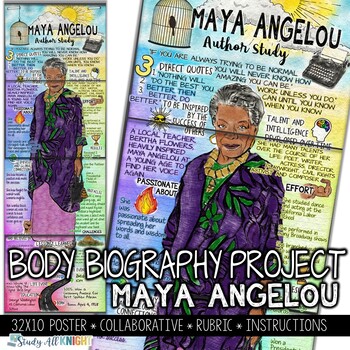 Preview of Maya Angelou, National Poetry Month, Poet, Body Biography Project