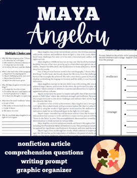 Preview of Maya Angelou - Nonfiction Article with Writing Prompt and Digital Resources