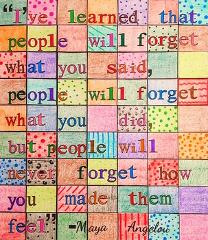 Preview of Maya Angelou "People Will Never Forget" Quote 63-piece Collaborative Art Poster